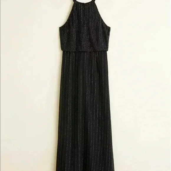Mango | Dresses | New Mango Mng Black Long Sequin Halter Party Dress 4 |  Poshmark